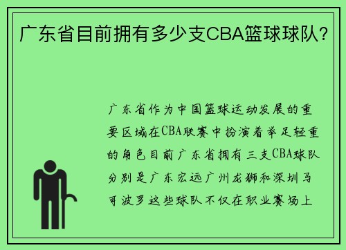 广东省目前拥有多少支CBA篮球球队？